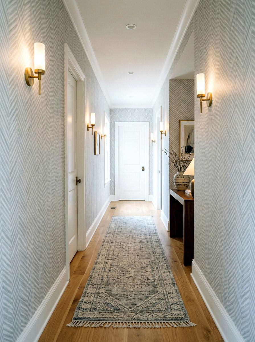 Herringbone Wallpaper Foyer - 30 entry wallpaper ideas