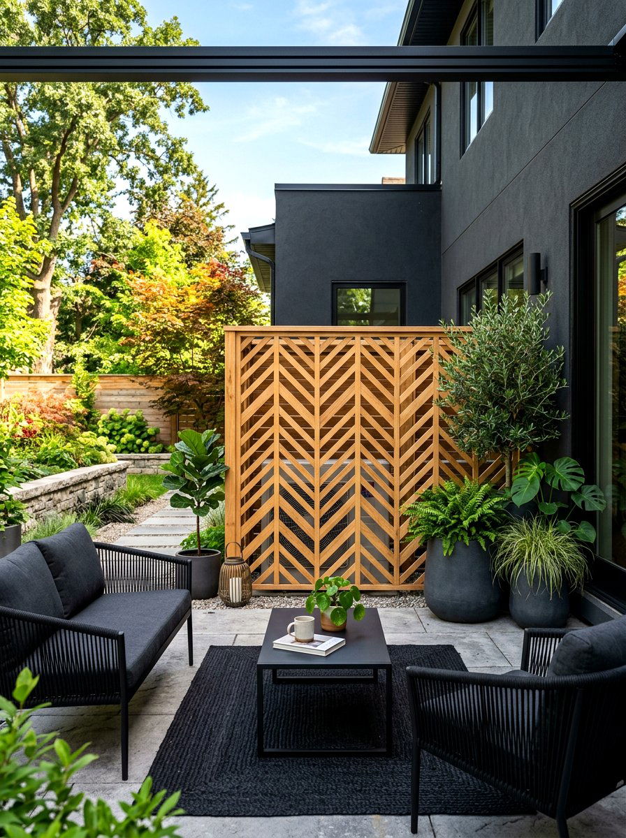 Herringbone Wood AC Screen - 30 AC screen privacy ideas