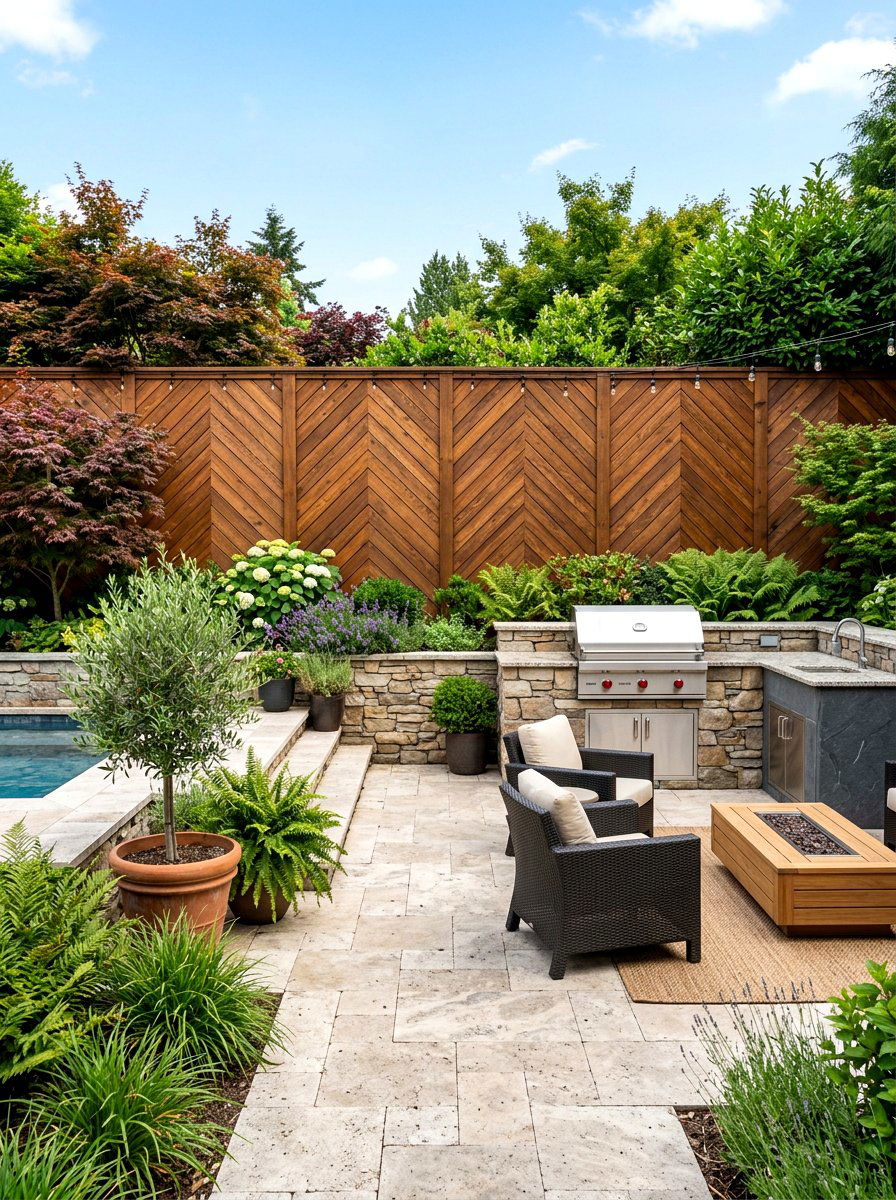 Herringbone Wood Fence - 30 wooden fence ideas