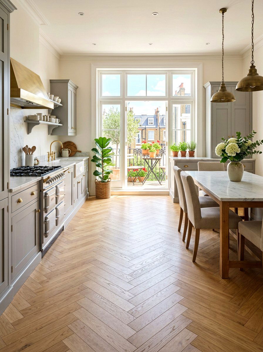 Herringbone Wood Kitchen Flooring - 30 Parisian kitchen ideas