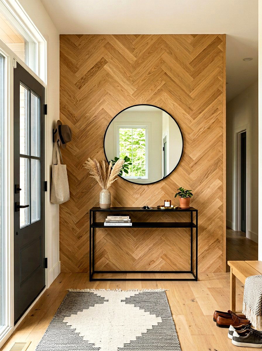 Herringbone Wood Wall - 30 textured wall ideas