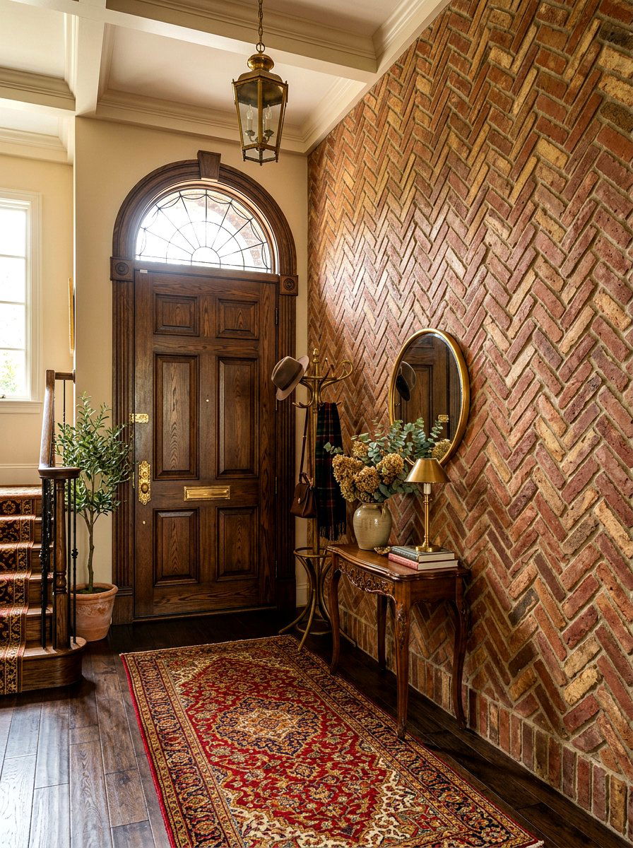Herringbone brick wall - 30 brick accent wall ideas