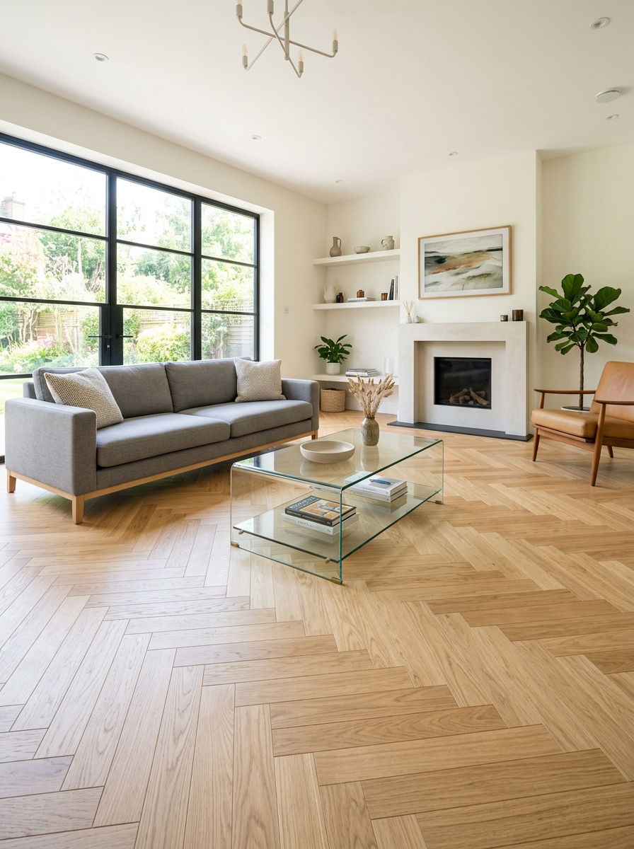 Herringbone floor living room - 30 heritage lounge room ideas