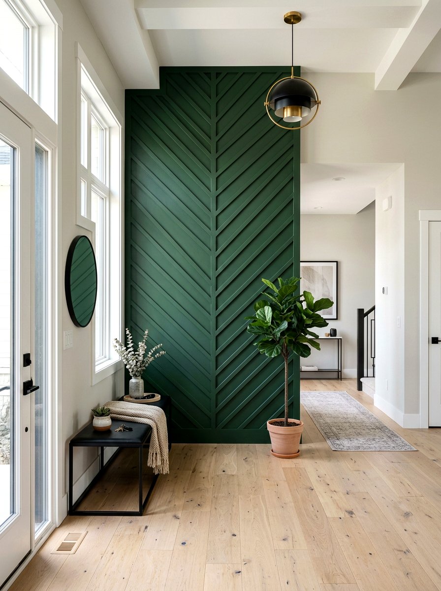 Herringbone pattern molding - 30 foyer wall molding ideas