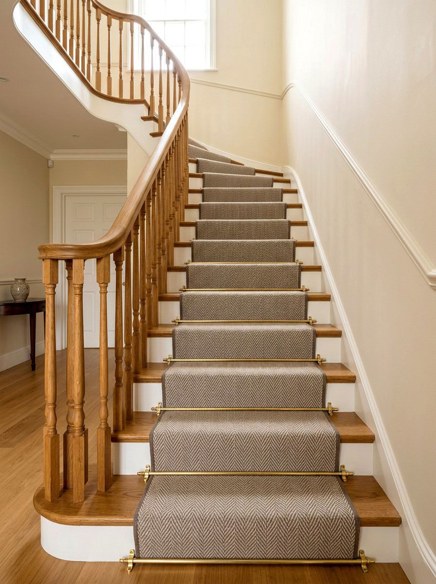 Herringbone stair runner - 30 staircase runner ideas