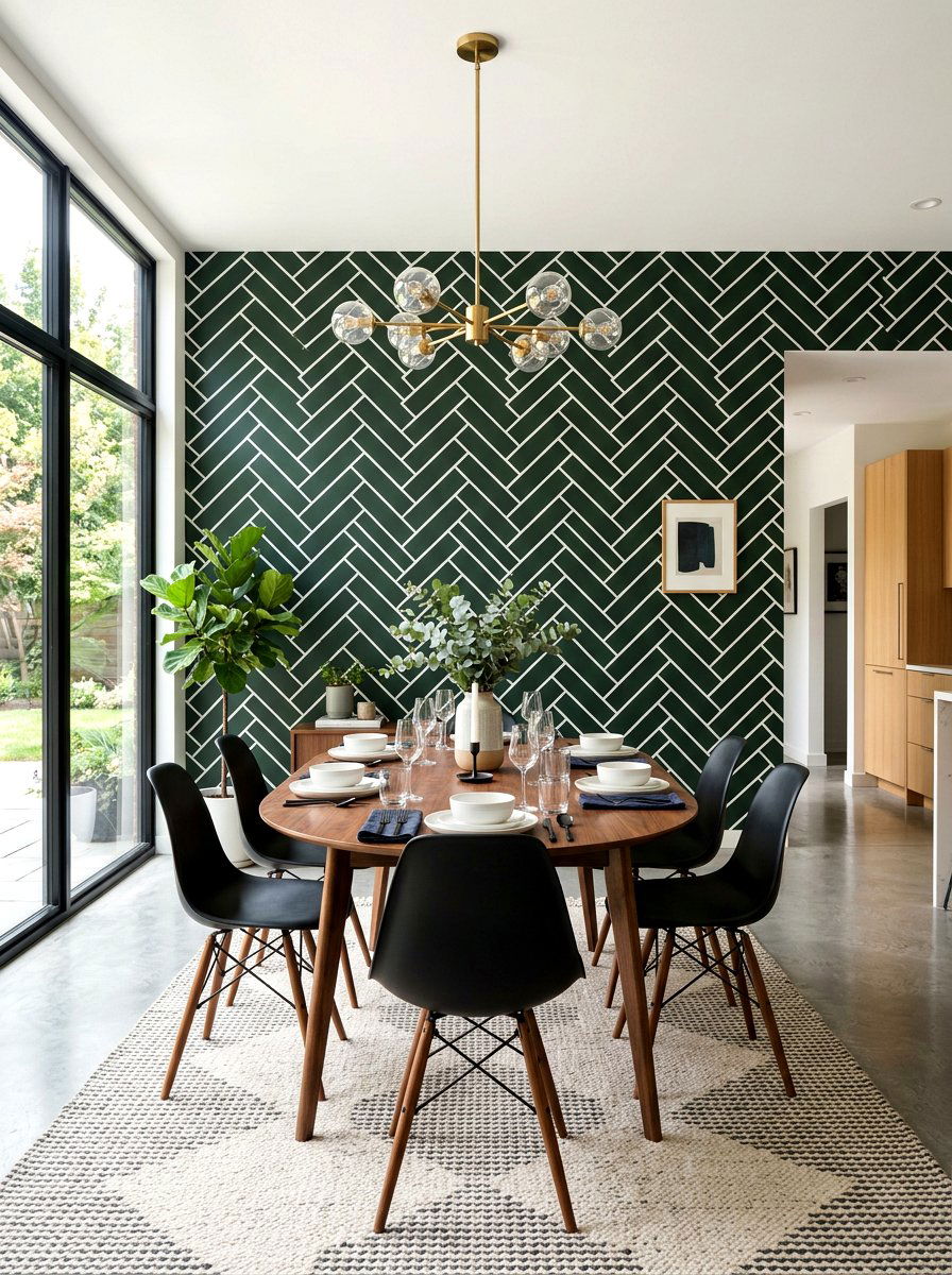 Herringbone wall pattern - 30 tape wall art display ideas