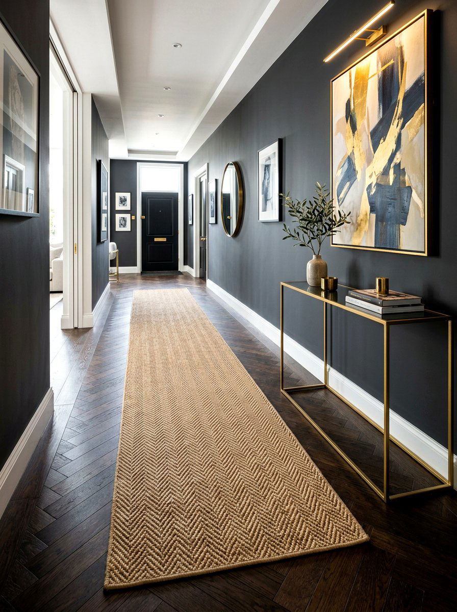 Herringbone weave runner - 30 narrow hallway runner ideas