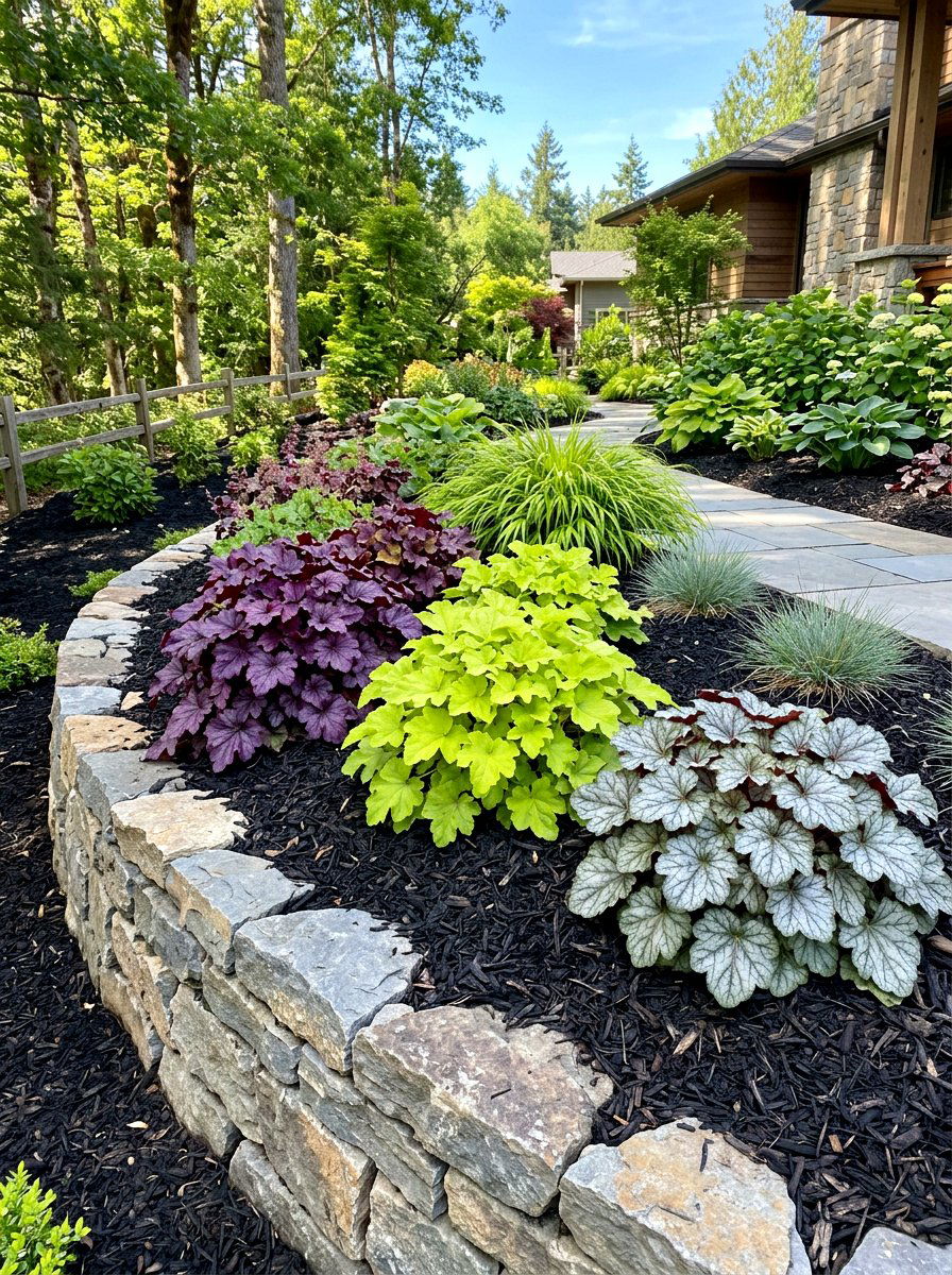 Heuchera plant landscaping - 30 shade garden ideas