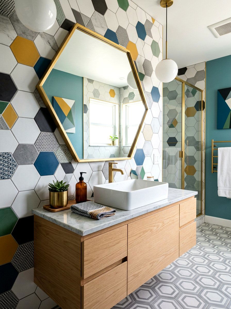 Hexagon Bathroom Mirror - 30 bathroom mirror ideas