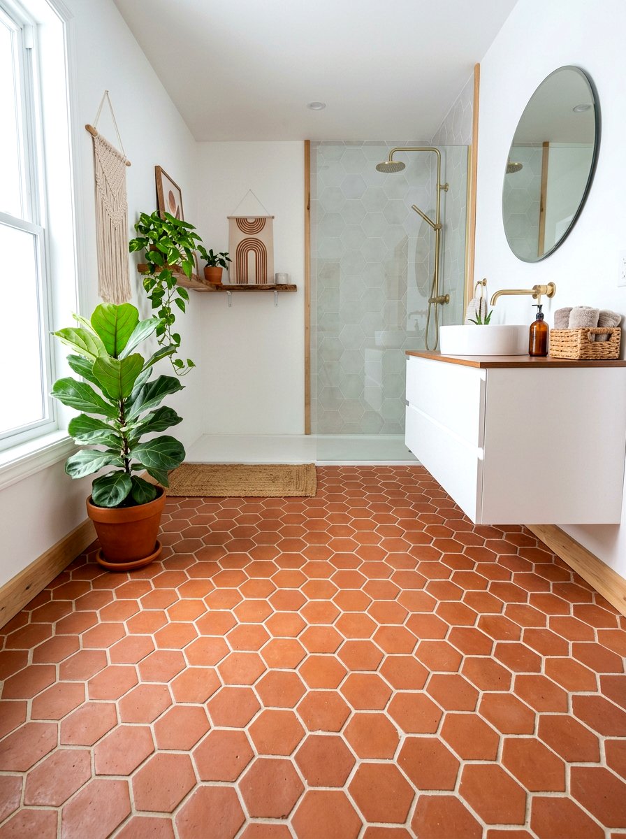 Hexagon Bathroom Tile - 30 boho bathroom ideas