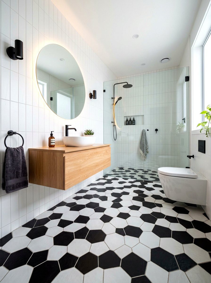 Hexagon Checkerboard Floor - 30 checkerboard floor ideas