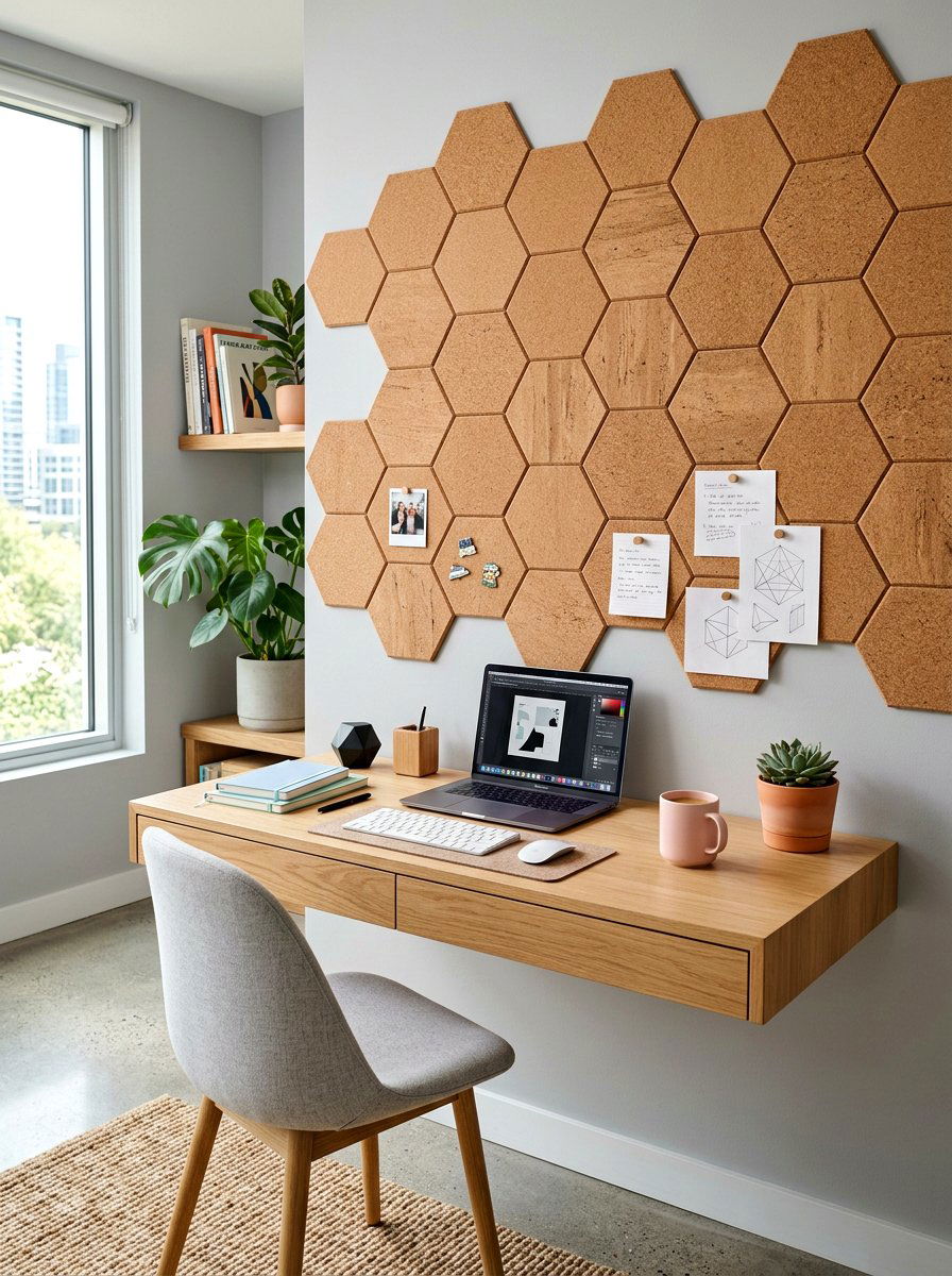 Hexagon Cork Tiles - 30 office pinboard ideas