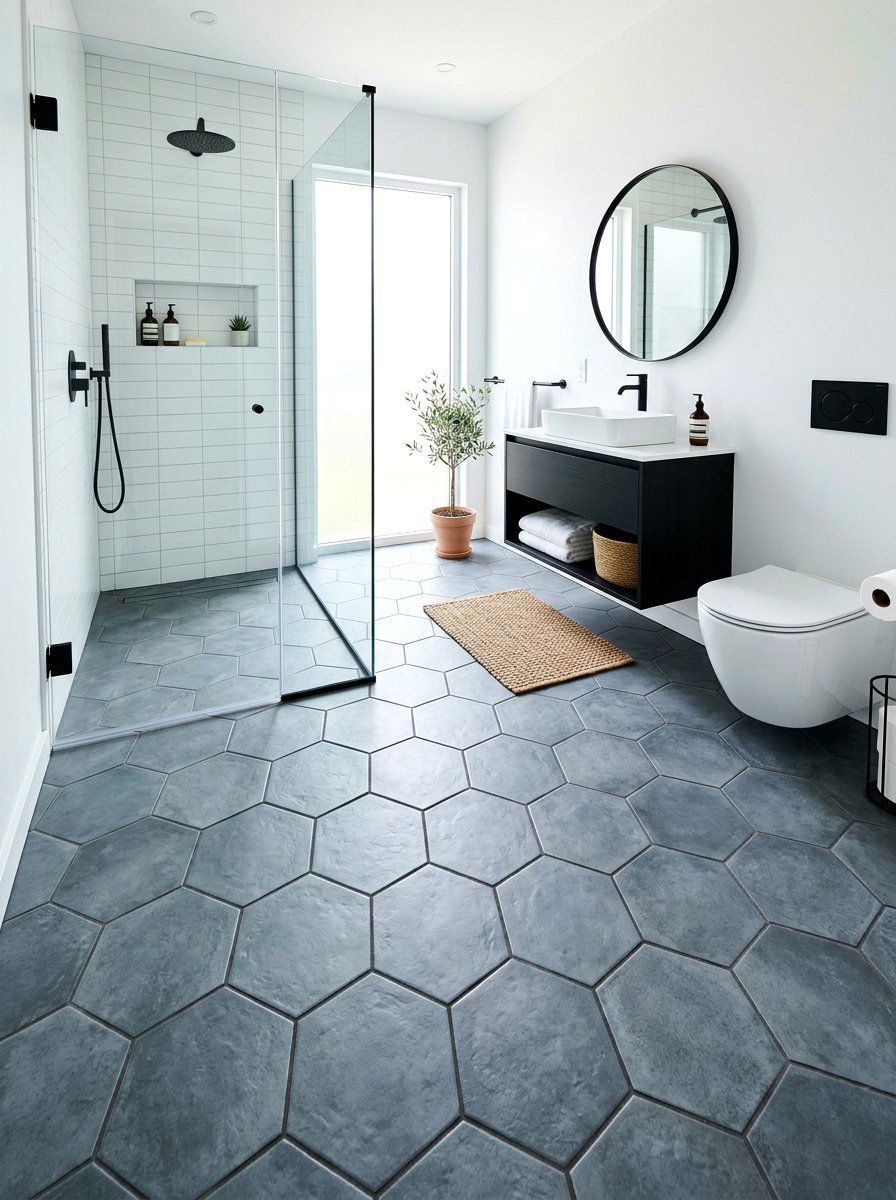 Hexagon Floor Bathroom - 30 bathroom tile ideas
