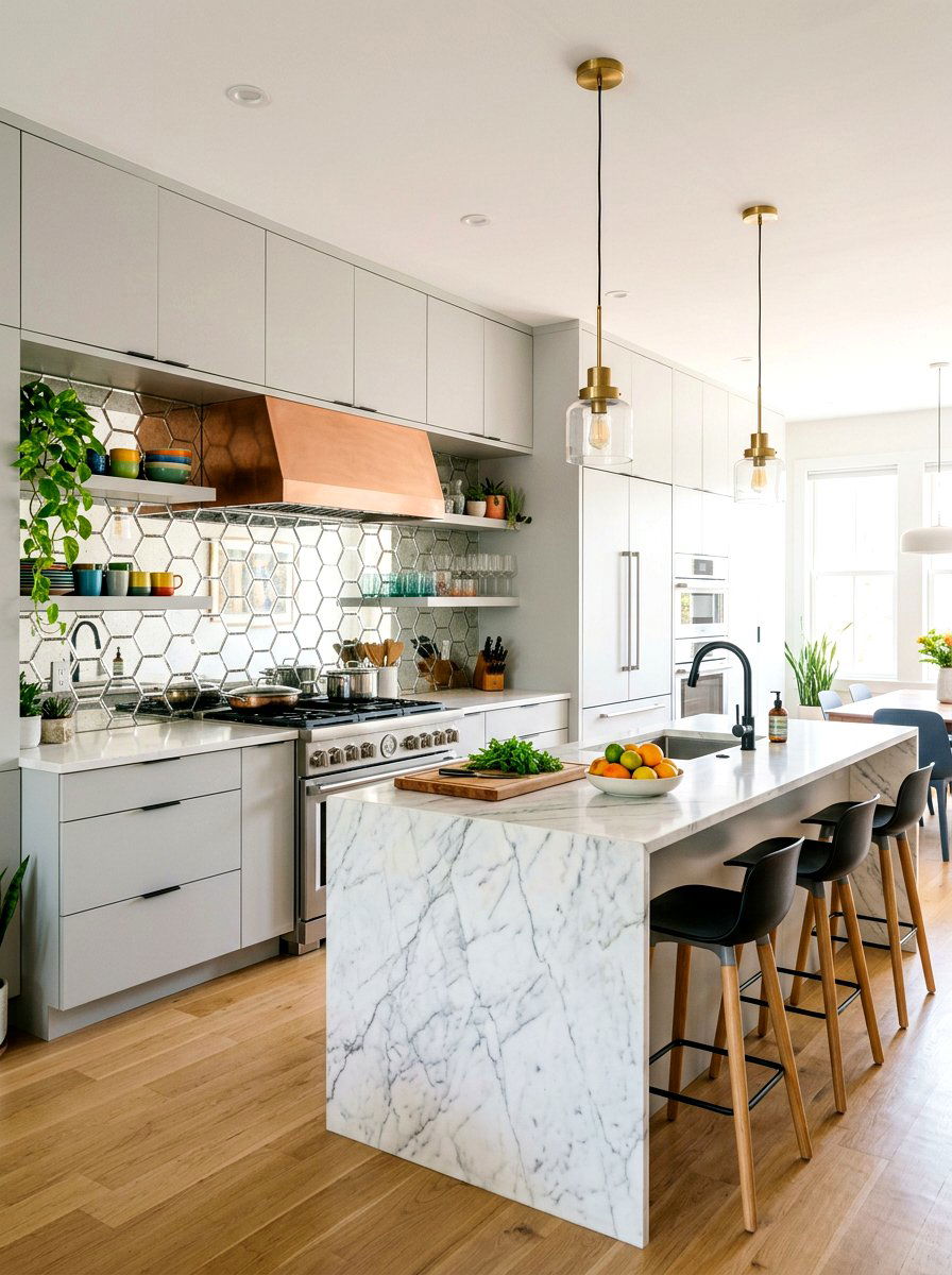 Hexagon Mirror Backsplash - 30 mirror backsplash ideas