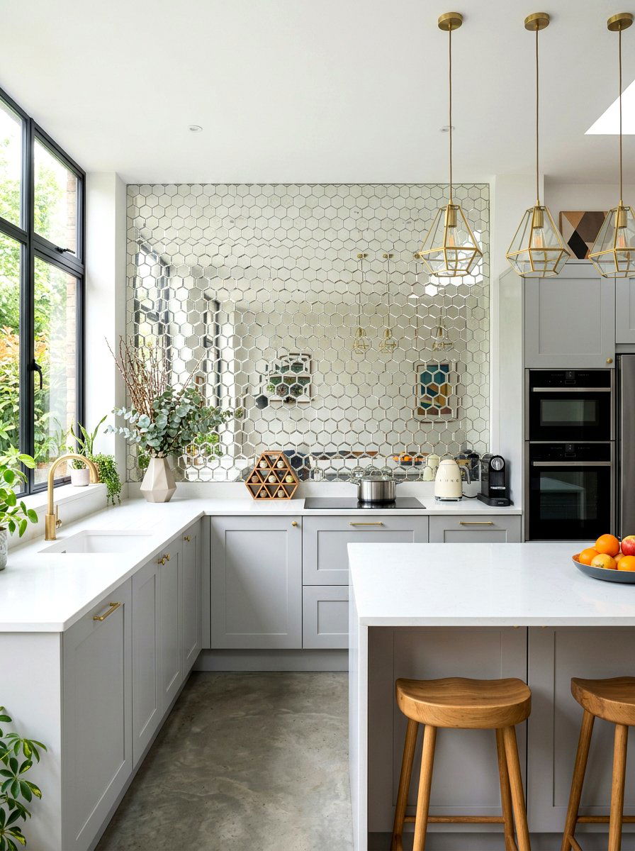 Hexagon Mirror Tile Backsplash - 30 mirror tile backsplash ideas