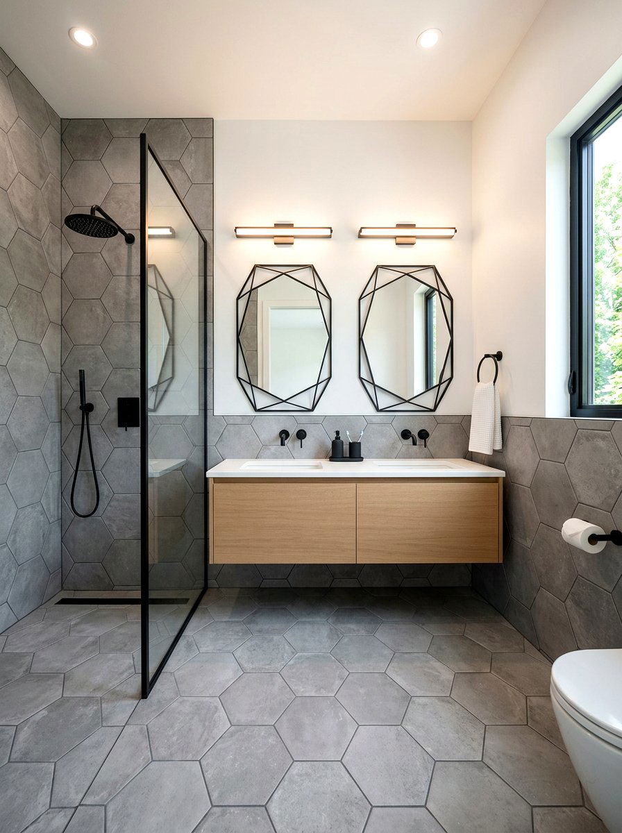 Hexagon Tile Bathroom - 30 floor to ceiling tile bathroom ideas