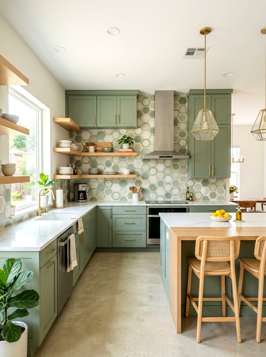 Hexagon Tile - 30 kitchen backsplash ideas