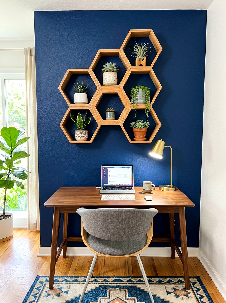 Hexagon Wall Plant Shelf - 30 houseplant shelf ideas