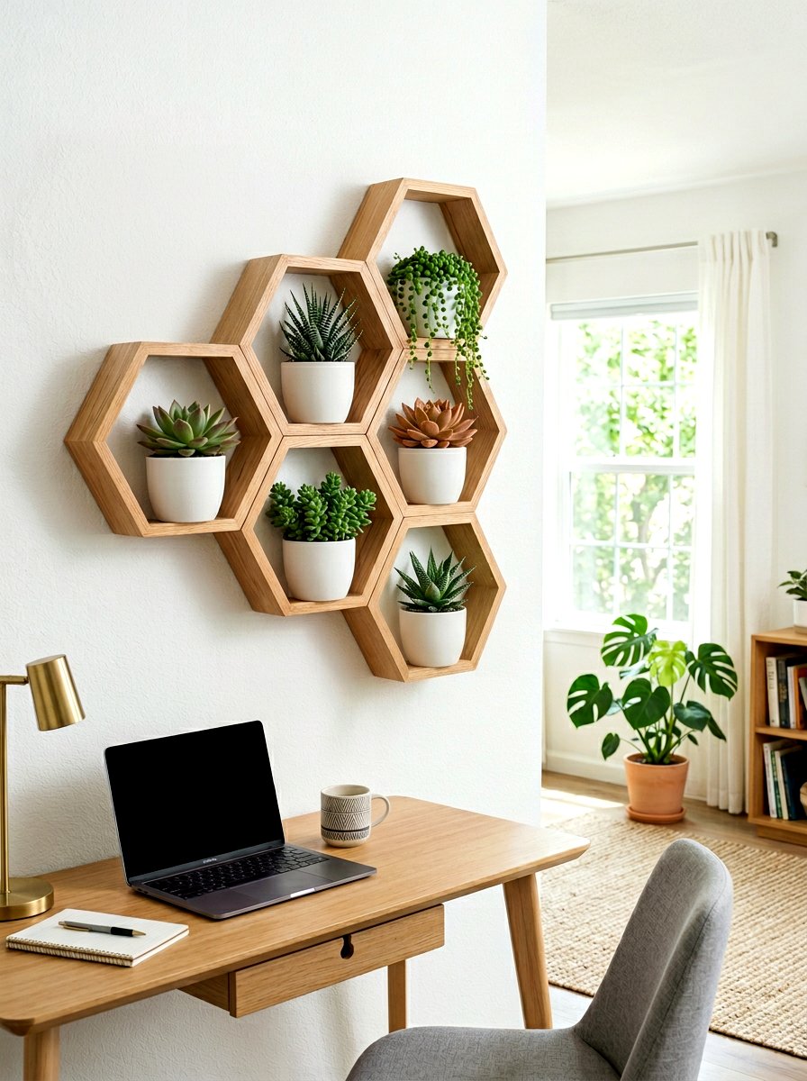Hexagon Wall Plant Stand - 30 container garden stand ideas