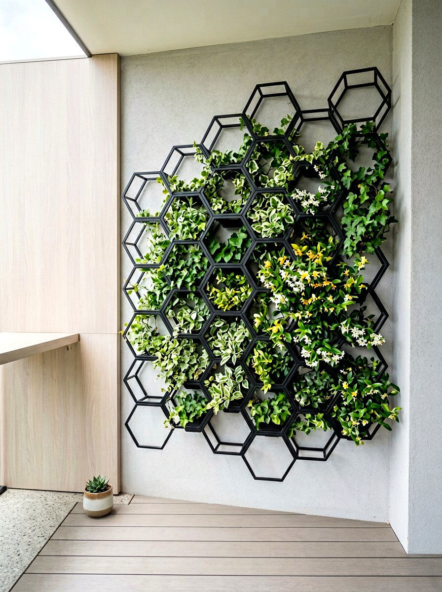 Hexagon Wall Trellis - 30 herb garden trellis ideas