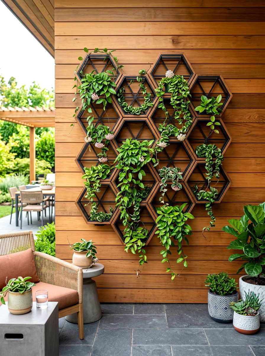 Hexagon Wall Trellis - 30 garden trellis ideas