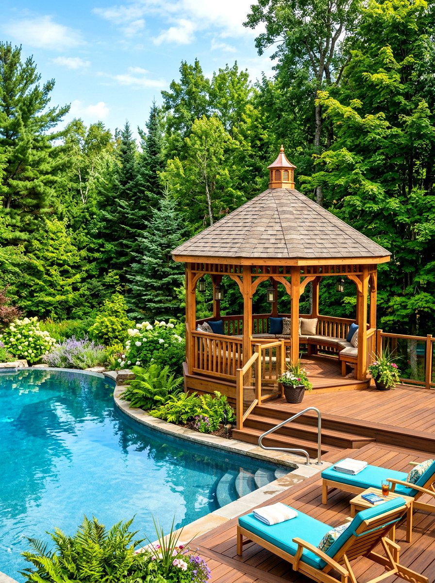 Hexagon Wood Gazebo - 30 poolside gazebo ideas