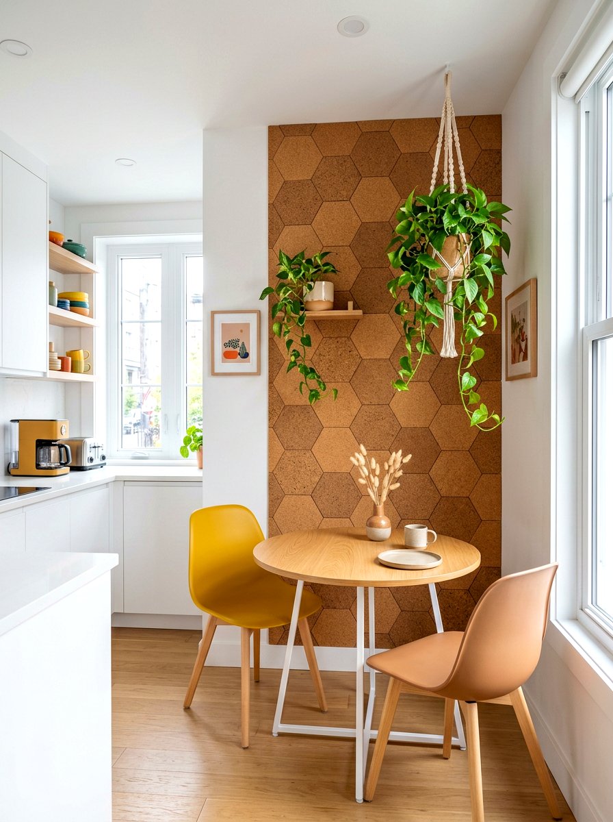 Hexagon cork wall stickers - 30 cork decor ideas