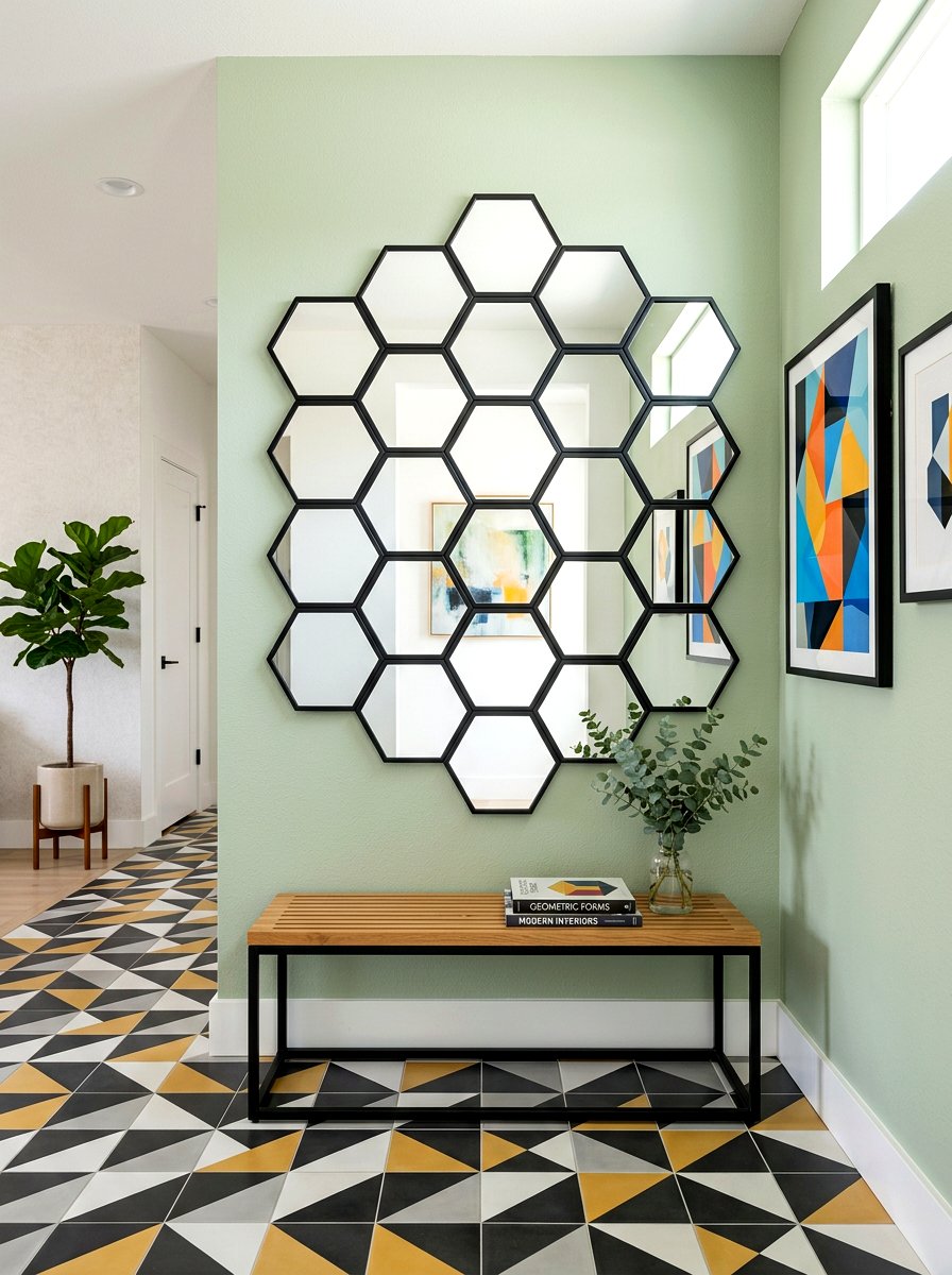 Hexagon wall mirror - 30 entry mirror ideas