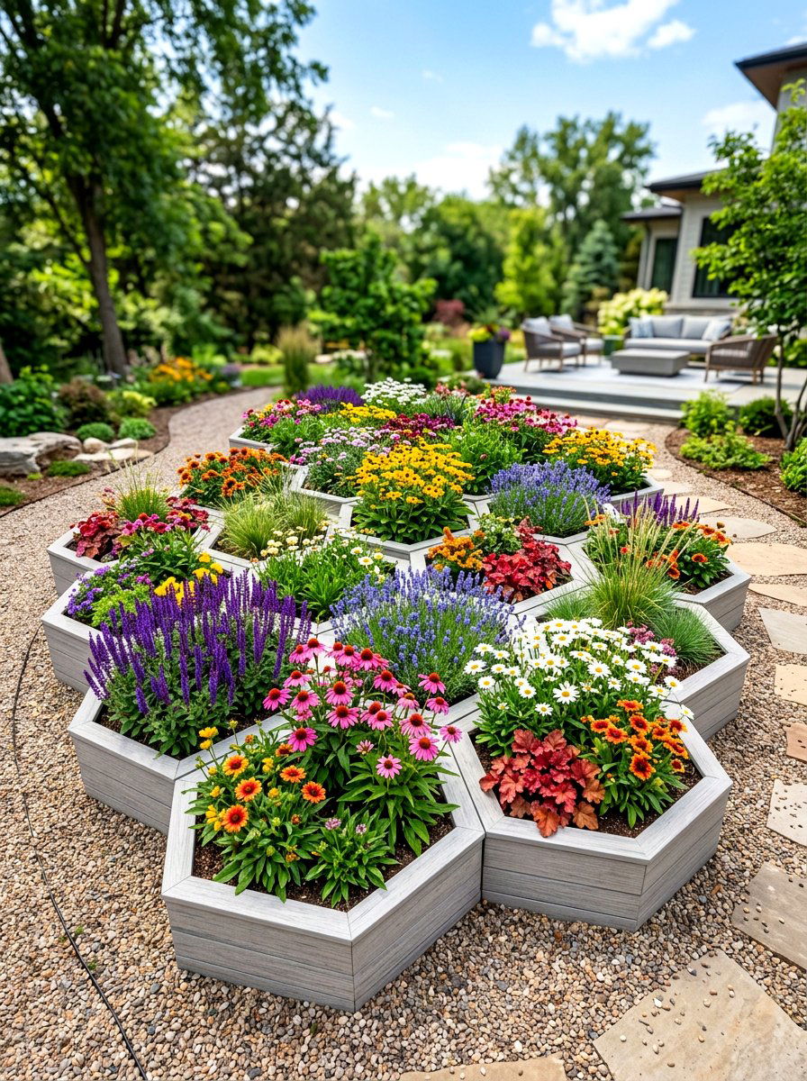 Hexagonal Raised Bed - 30 raised bed arrangement ideas