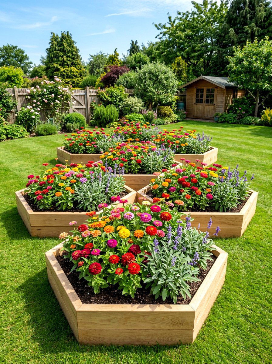 Hexagonal Raised Garden Bed - 30 raised bed layout ideas