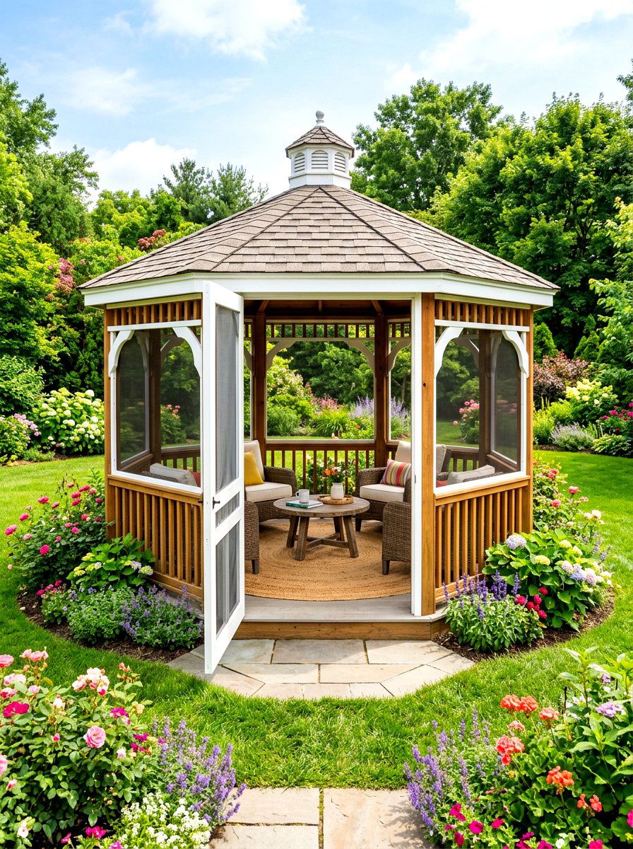 Hexagonal Screened Gazebo - 30 screened gazebo ideas