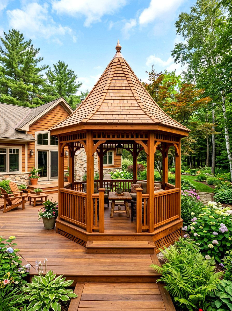 Hexagonal Wood Tea Gazebo - 30 garden tea gazebo ideas