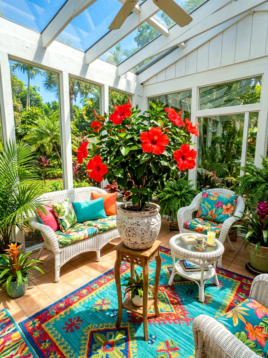 Hibiscus Flower Sunroom - 30 sunroom plant ideas