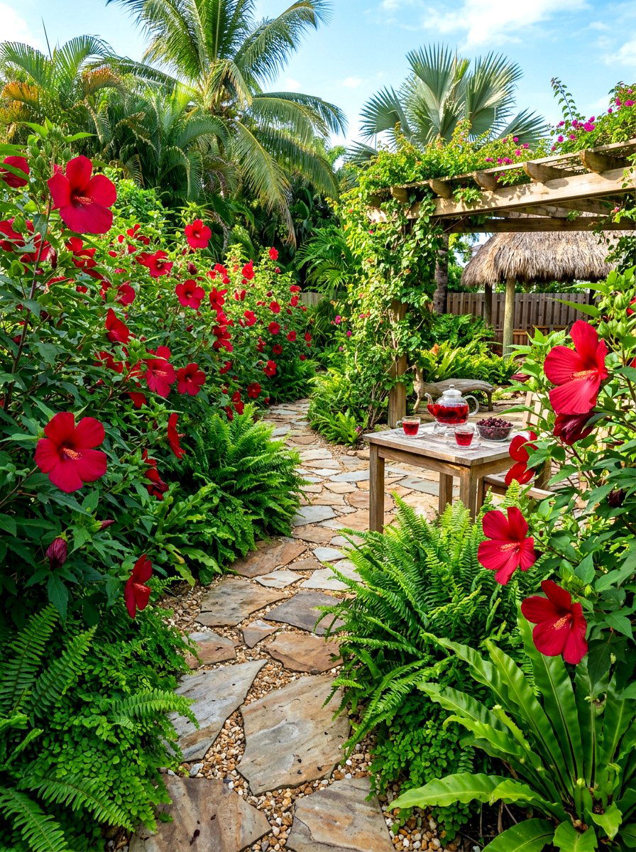 Hibiscus Tea Garden - 30 tea herb garden ideas