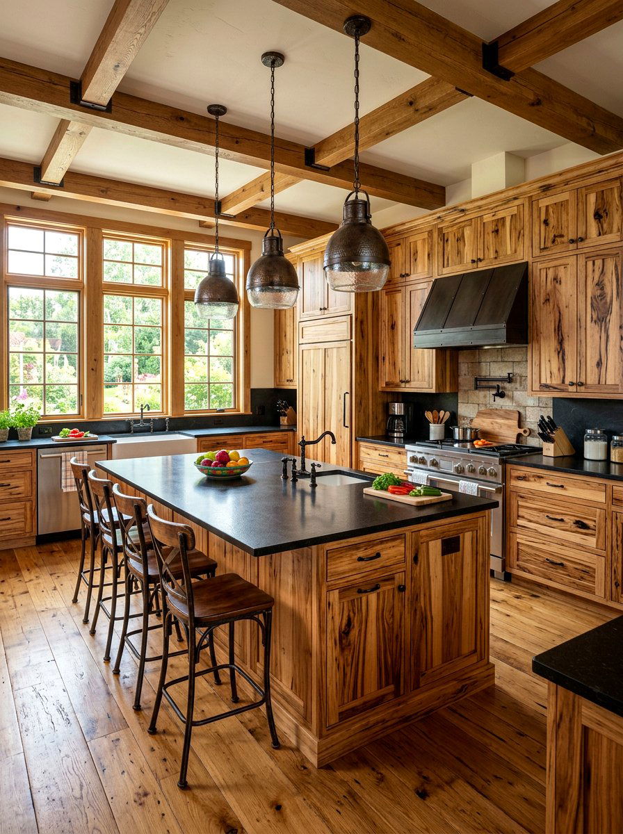 Hickory Wood Kitchen - 30 warm wood cabinet kitchen ideas