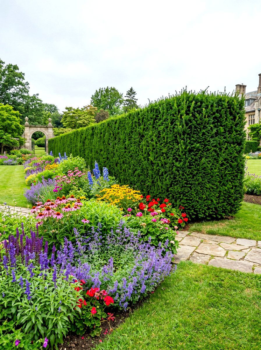 Hicks Yew hedge - 30 evergreen privacy border ideas