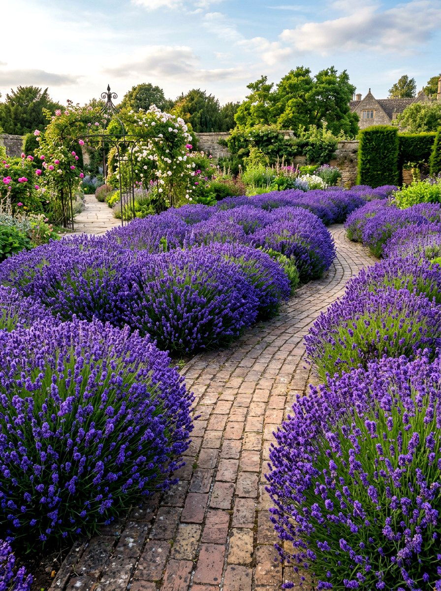 Hidcote lavender mass planting - 30 lavender garden ideas