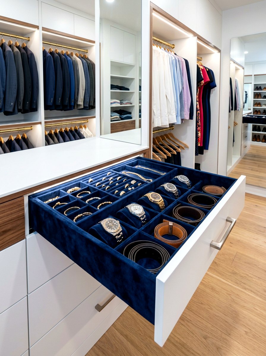 Hidden Accessory Drawer System - 30 capsule wardrobe closet ideas