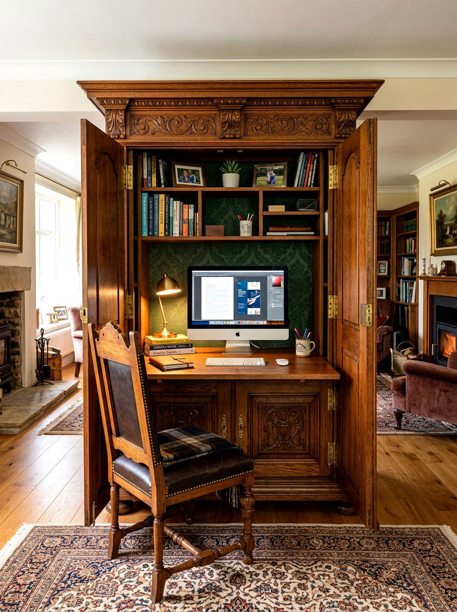 Hidden Armoire Office - 30 office nook ideas