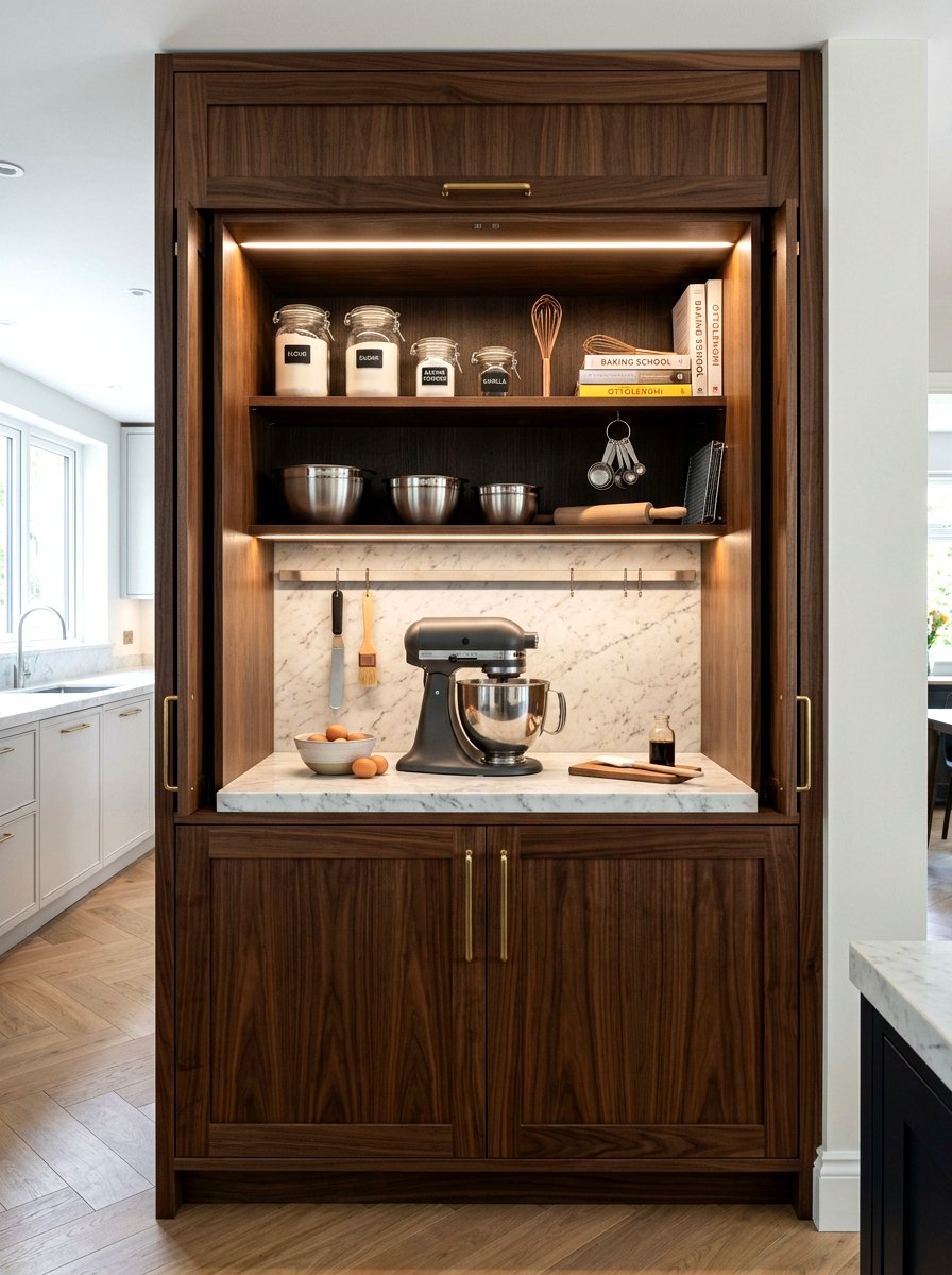 Hidden Baking Cabinet - 30 baking station ideas