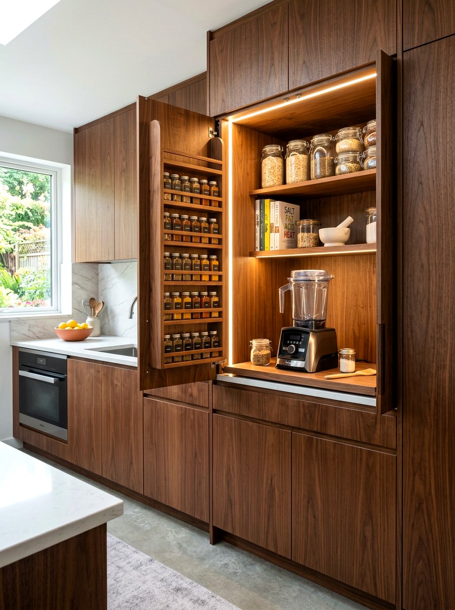 Hidden Blender Cupboard - 30 smoothie station kitchen ideas