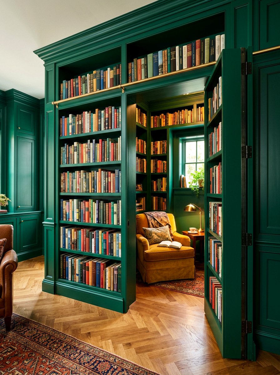 Hidden Bookcase Door - 30 moody reader nook ideas
