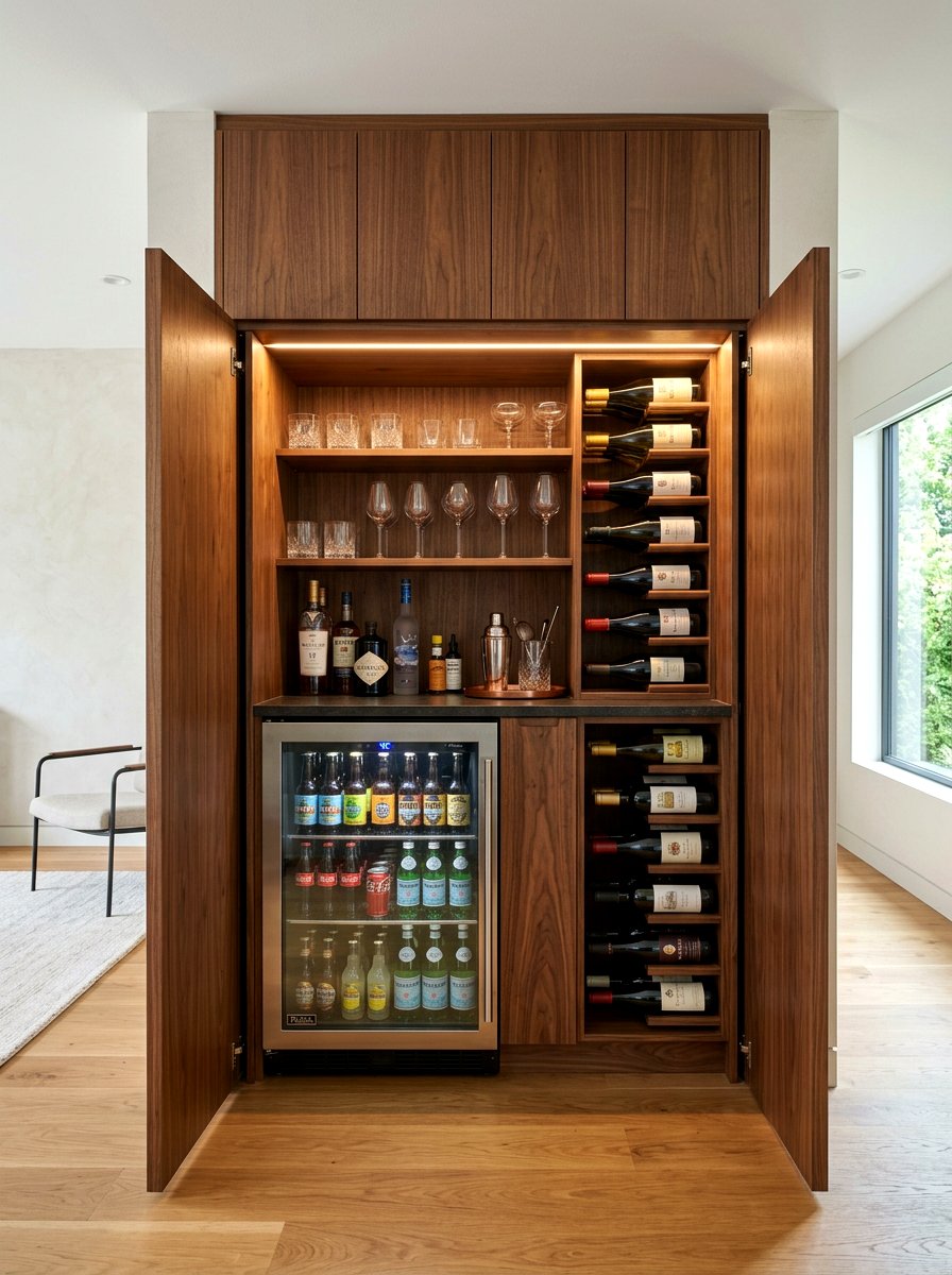 Hidden Cabinet Beverage Fridge - 30 beverage cooler cabinet ideas