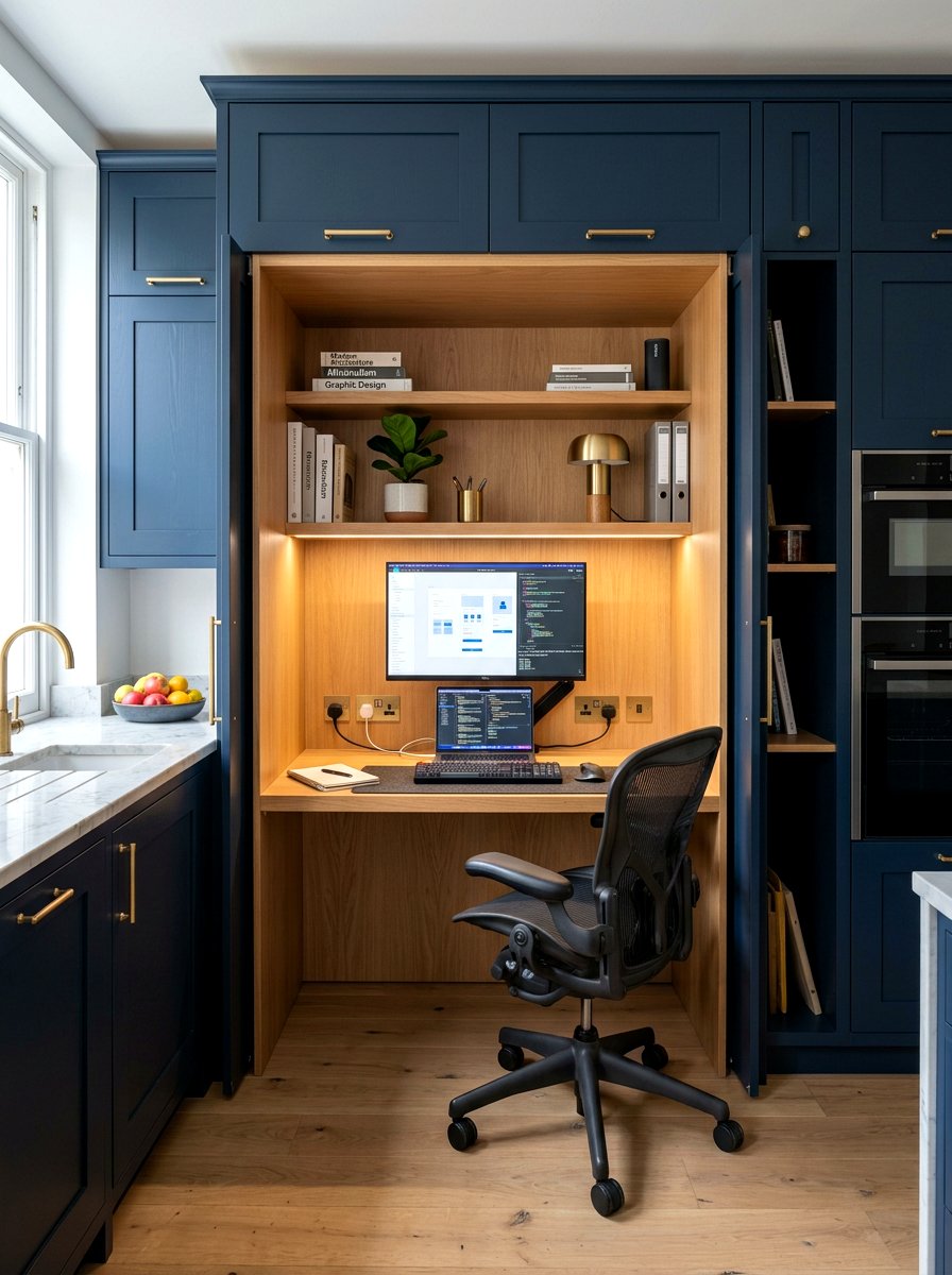 Hidden Cabinet Desk - 30 kitchen desk nook ideas
