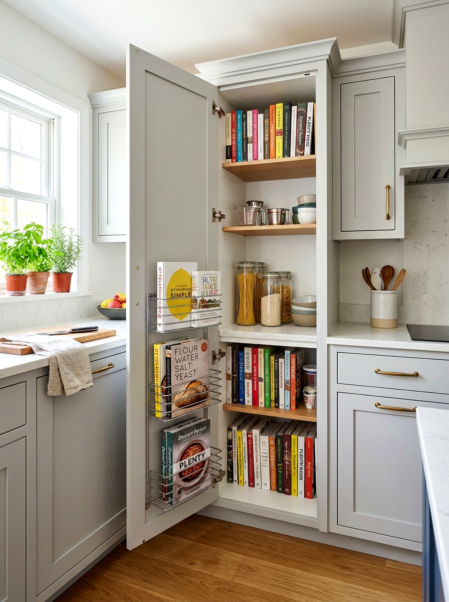 Hidden Cabinet Door - 30 physical cookbook kitchen ideas
