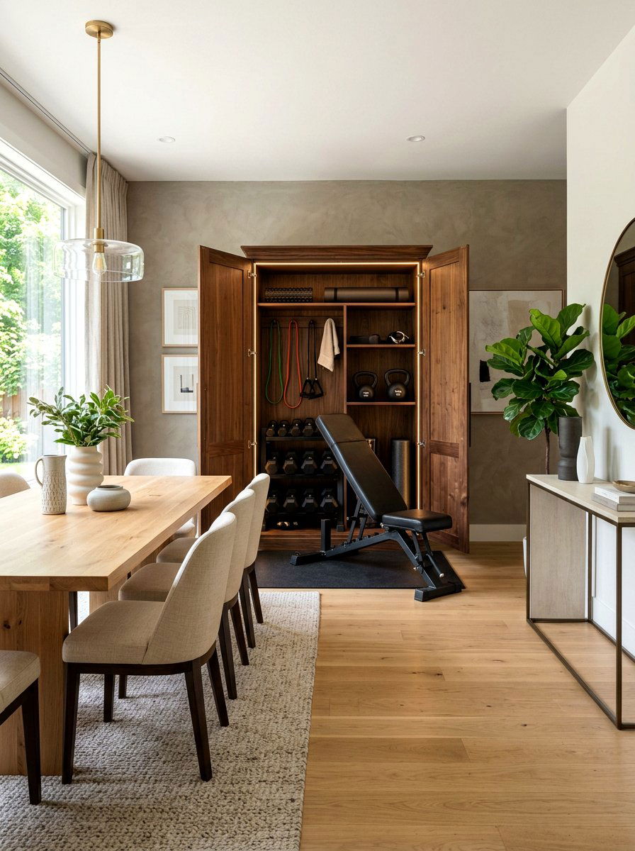 Hidden Cabinet Gym - 30 small home gym ideas