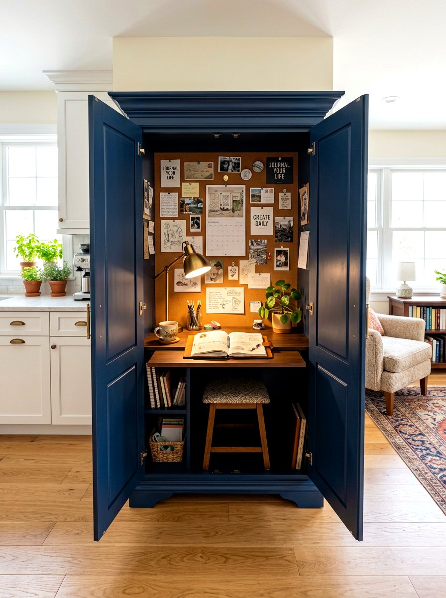 Hidden Cabinet Journaling Spot - 30 journaling nook ideas