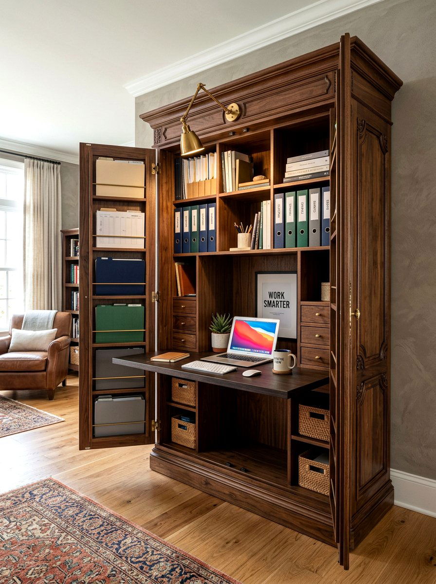 Hidden Cabinet Office - 30 offline home office ideas