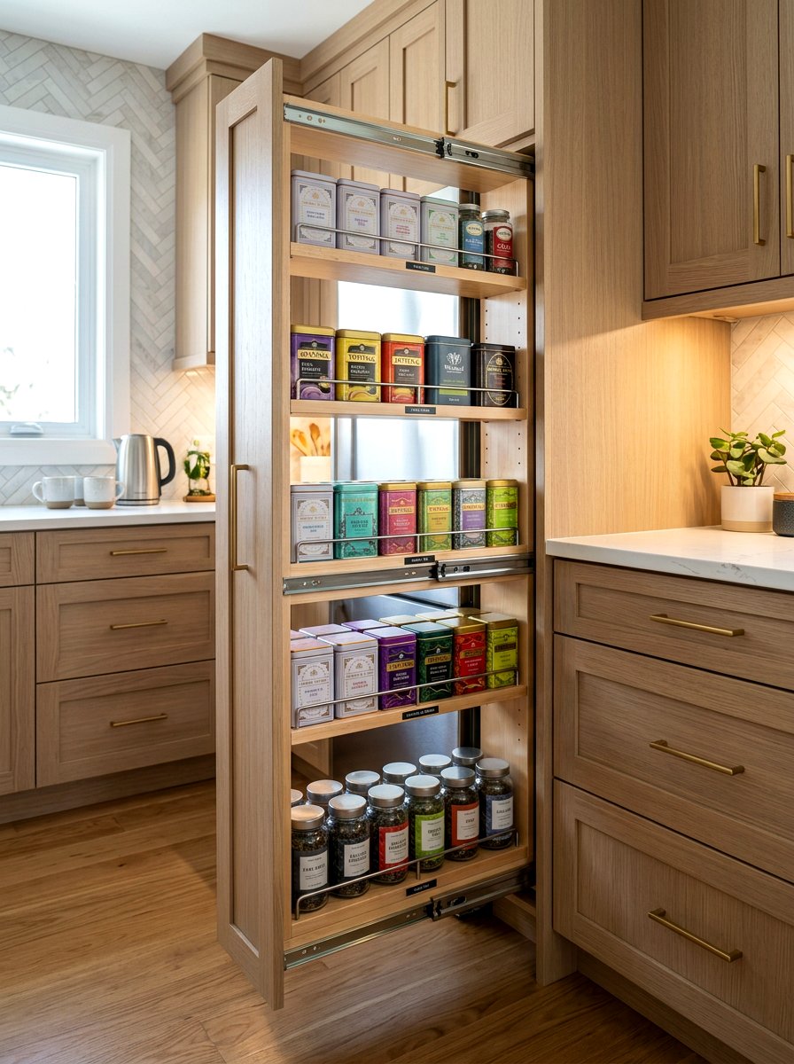 Hidden Cabinet Pullout - 30 tea shelf styling ideas