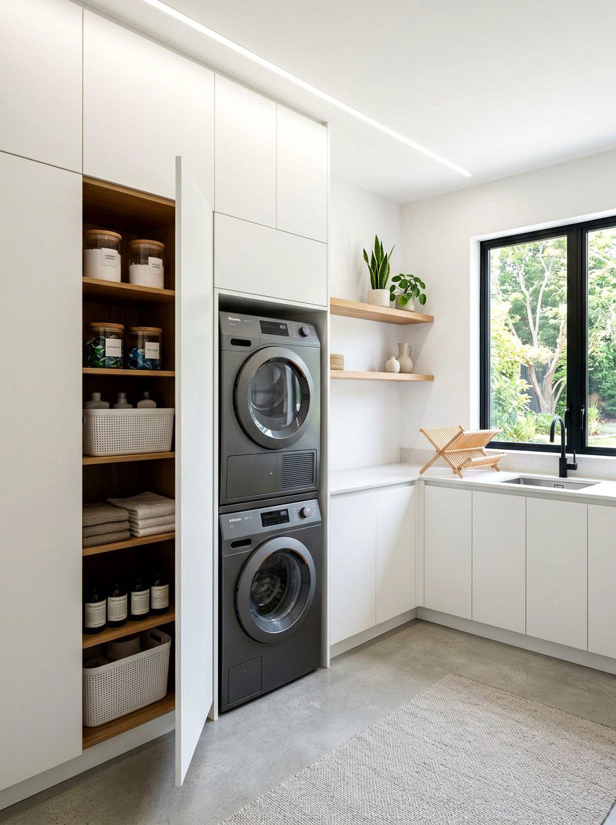 Hidden Cabinet Shelving - 30 laundry room shelf ideas